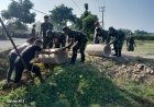 Koramil 0804/10 Kawedanan melaksanakan karya bakti pasang Gorong-Gorong di wilayah desa Ngadirejo Kecamatan Kawedanan